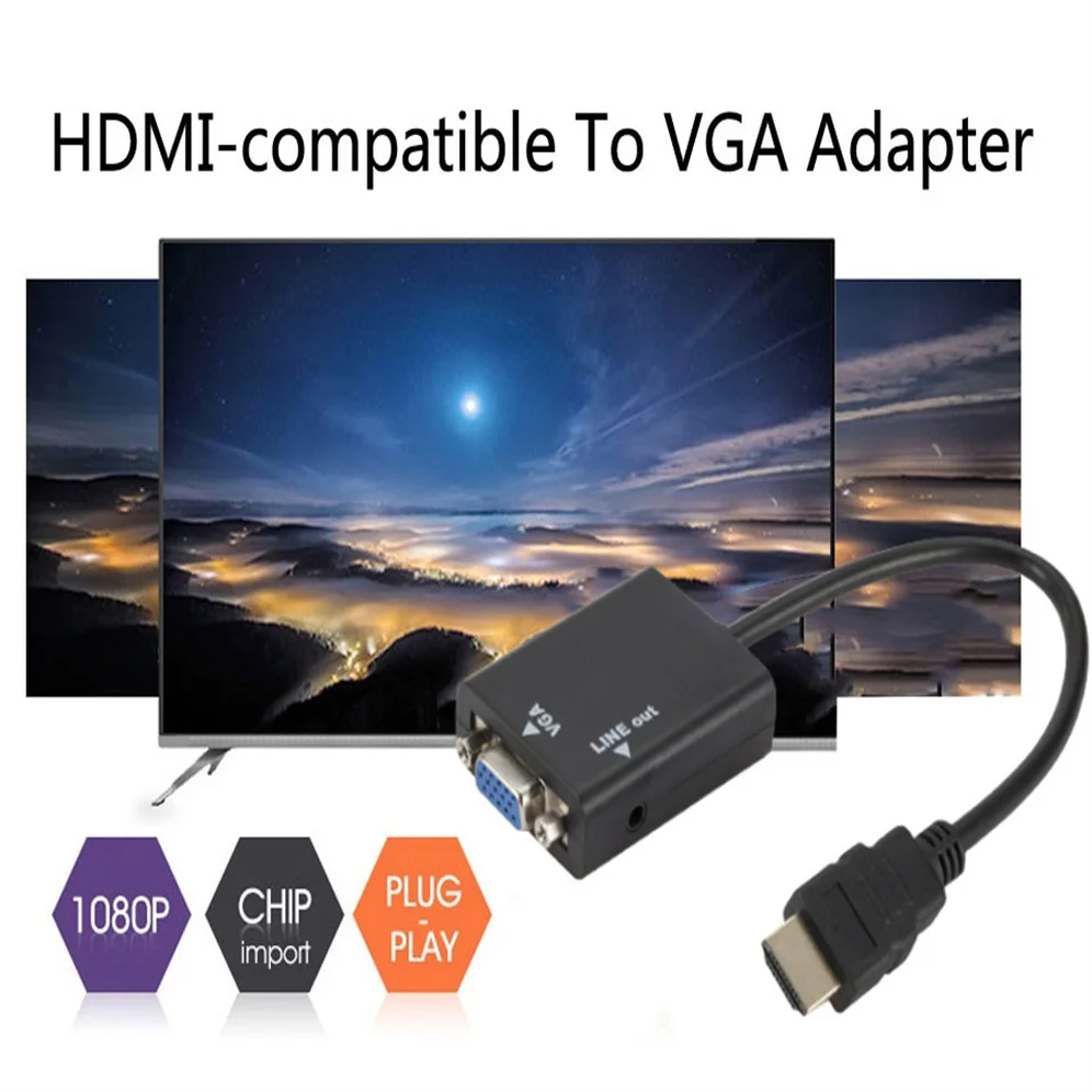 Adapter HDMI-compatible TO VGA With Audio HDTV Male To VGA Female Converter Port