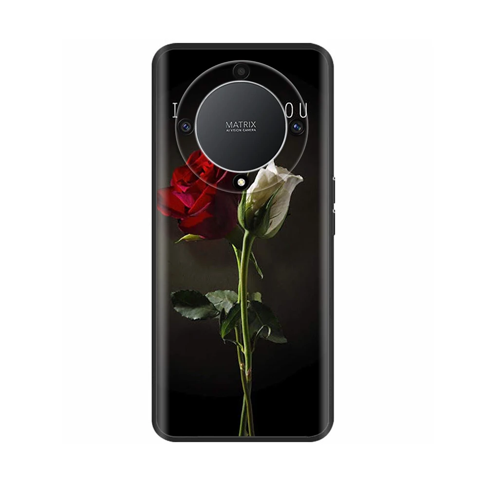 Elegant Floral Silicone Case for Honor X9a - 6.67 Protective Phone Cover