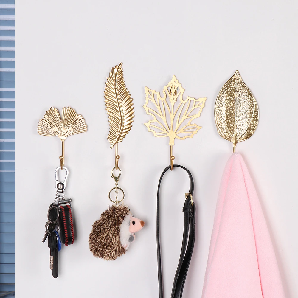 

Gift Bathroom Organization Home Decoration Hanging Storage Rack Wrought Iron Hook Leaf Shape Wall Hanger