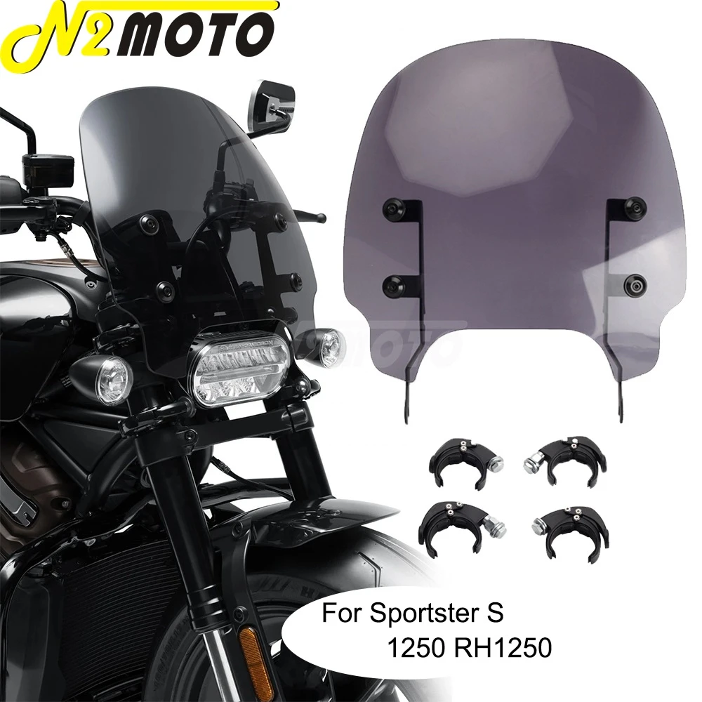 New Motorcycle Windshield Wind Screen Front Spoile Quick Release Clamps