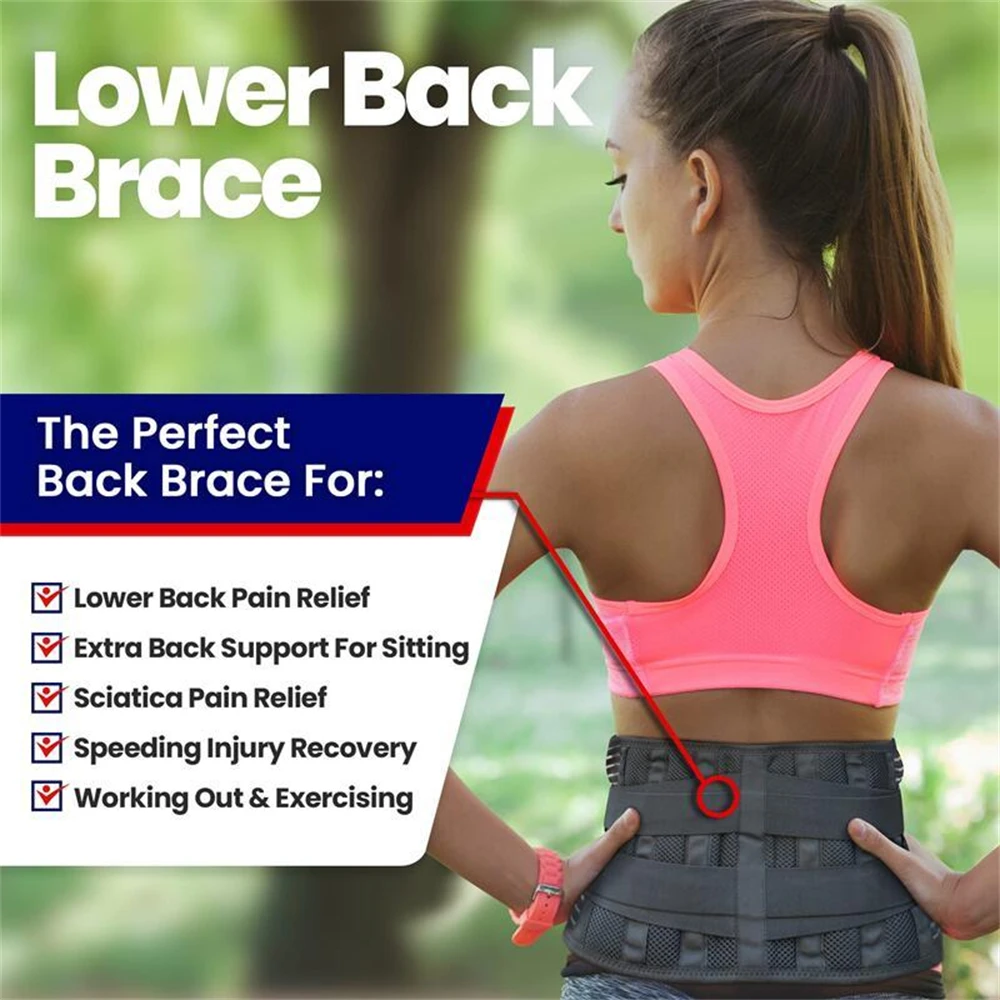 Cinturón de espalda Lumbar deportivo para hombres y mujeres, alivio del  dolor de espalda baja con 6 estaciones, cinturón de soporte de cintura,  soporte Lumbar antideslizante para ciática