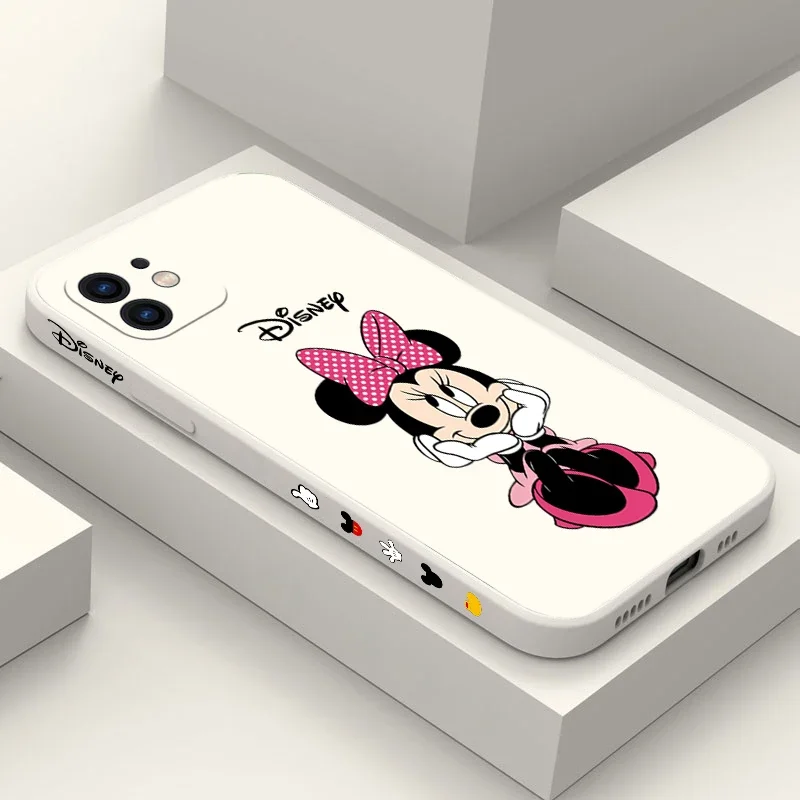 Side Print Disney Minnie Phone Case For iPhone 15 14 13 12 11 Pro Max Mini X XR XS MAX SE20 8 7 Plus Liquid Silicone Cases Cover