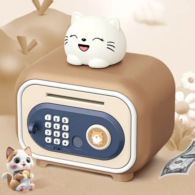 Password Lock Automatic Roll-Up Savings Bank Voice Reminder Fingerprint -Protected Children Money Boxes Storage Box Cartoon 3