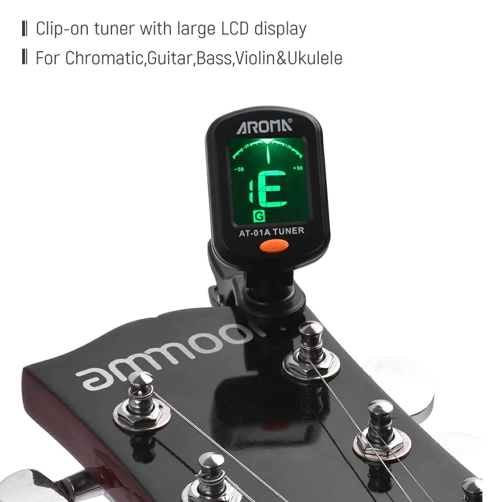 Guitar Tuner AROMA AT-01A/101 Foldable Rotatable Clip-on for Bass Ukulele Guitar