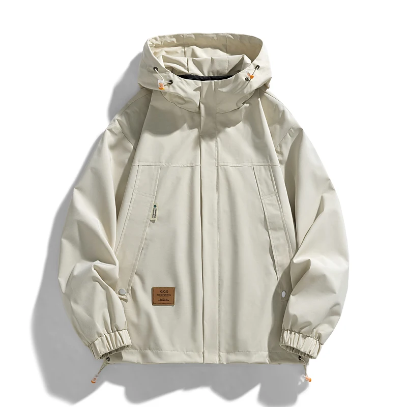 Spring Couple Jacket New Trendy Brand Solid Color Outdoor Travel Waterproof and Windproof Hooded Jacket Casual Men's windbreaker