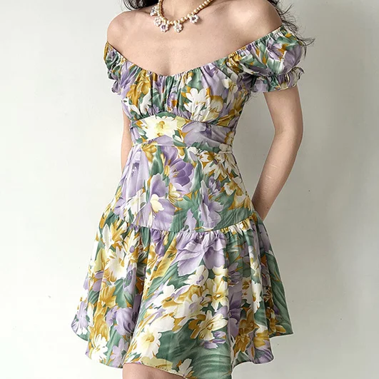 

2023 New Summer European and American Holiday Style Sexy Printed Strap Dress bodycon dress Slim Fit