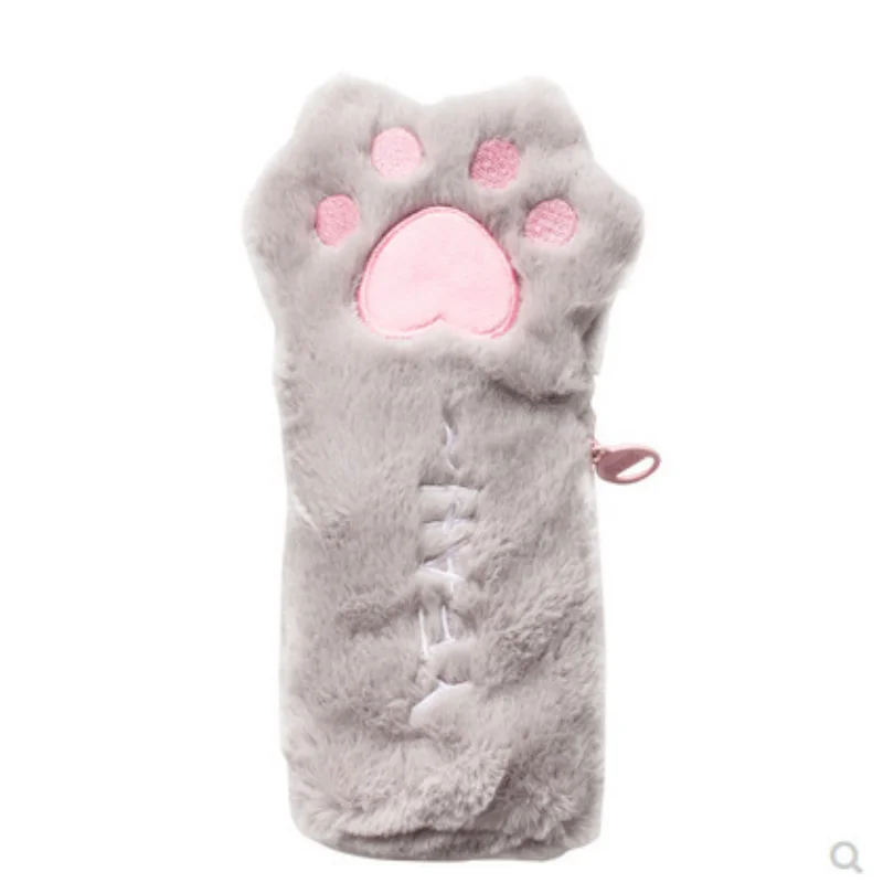 Moe 고양이 발 연필 가방, 학생용 대용량 문구 가방, 귀여운 봉제 고양이 발 가방, 귀여운 가을 및 겨울