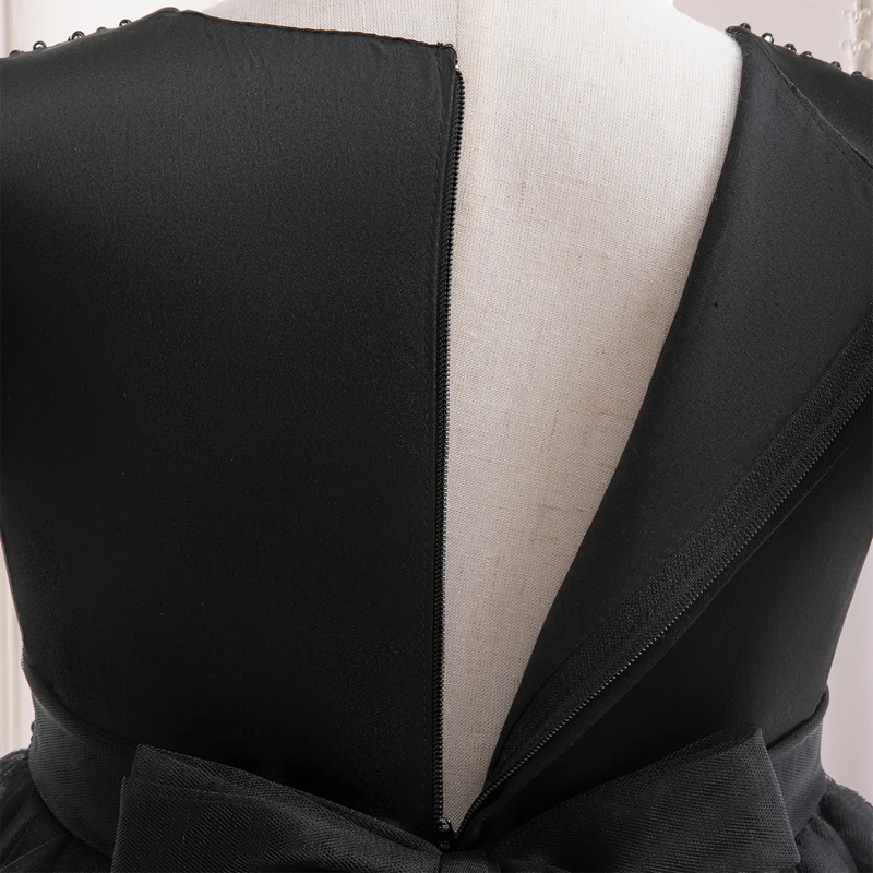 Schwarze Mädchen Party kleider Perlen Kinder Weihnachts kostüm Tüll Tutu Prinzessin Kleid elegante Kinder Mädchen Geburtstag Hochzeits kleid – Detail 8