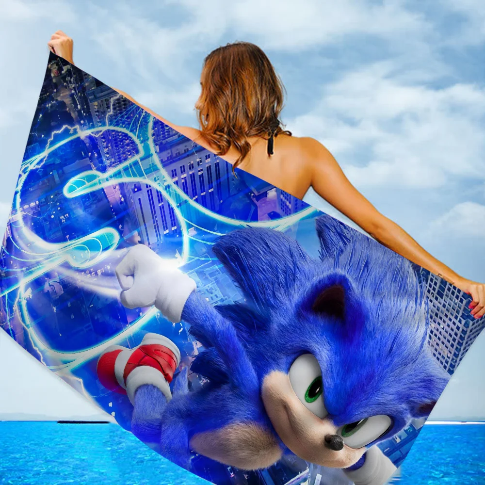 3D Anime S-Sonic The Hedgehog Beach Towels Shower Towel Sauna Travel Spa Microfiber Quick Dry Gym Accessories Cute Room Decor 5