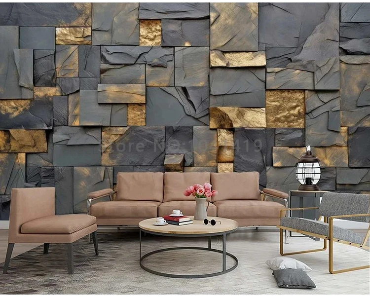 3d, mural, parede de fundo, folha de