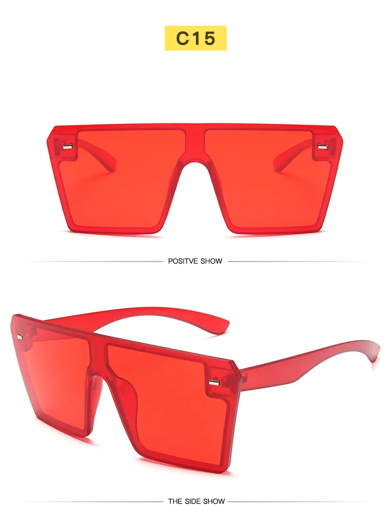 2022 neue Flache Top Oversize Platz Sonnenbrille Frauen Mode Retro Gradienten Sonnenbrille Männer Blau Großen Rahmen Vintage Brillen UV400 – Detail 21