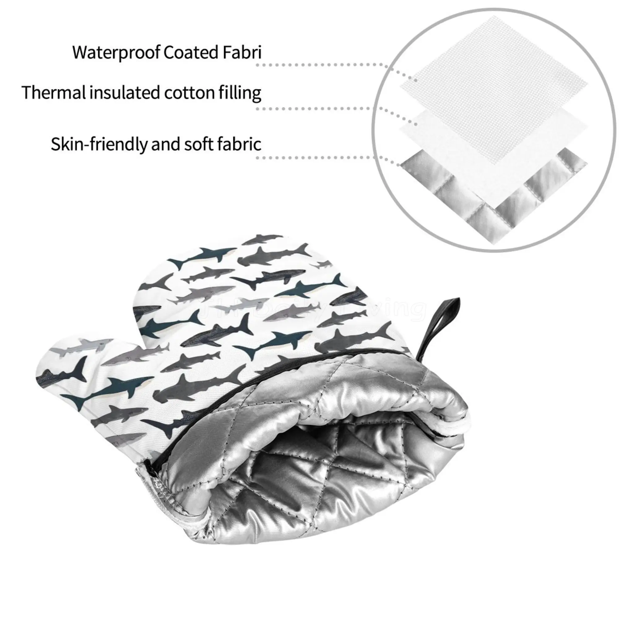 Ocean Whale Shark 4pcs Oven Mitts and Pot Holders Sets Heat Resistant Non Slip Kitchen Gloves Hot Pads with Inner Cotton Layer