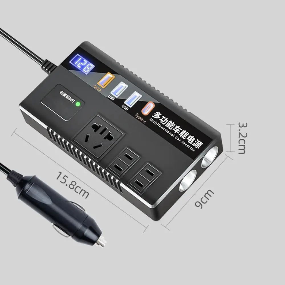 범용 자동차 인버터 고전력 QC 3.0 유형 C 충전기 전원 어댑터 다기능 12V/24V 220V 자동차 변환기 소켓