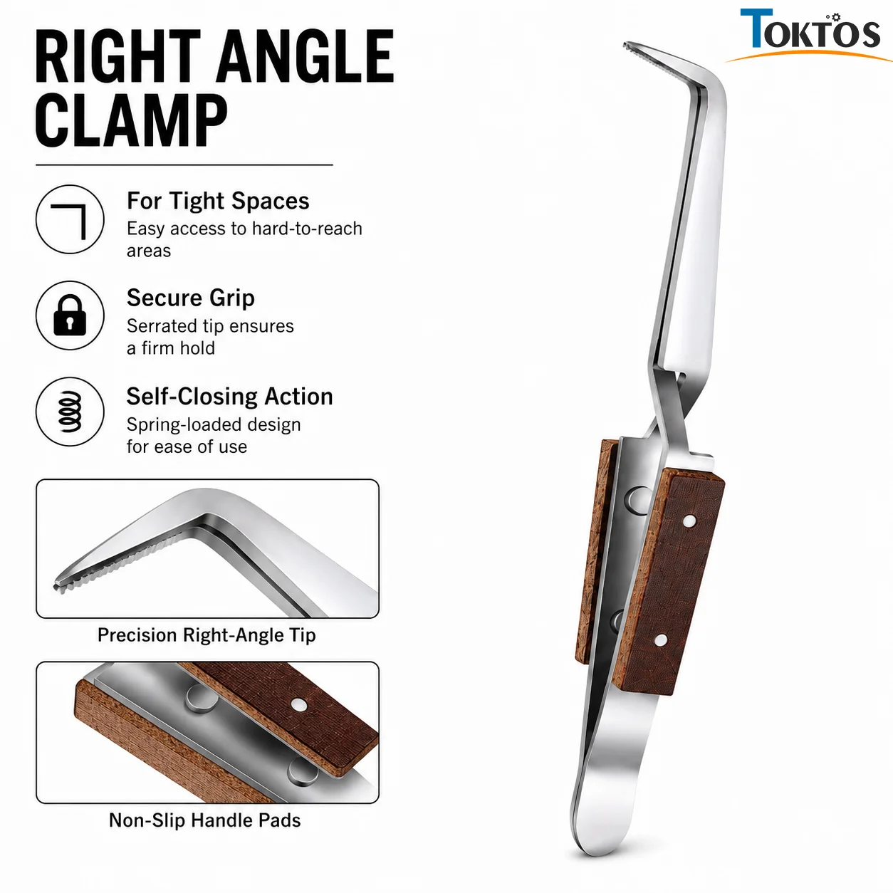 TOKTOS Third Hand Helping Hands Tool Weighted Base Self Closing Tweezers 360° Adjustable Jewelry Repair Holding Tool