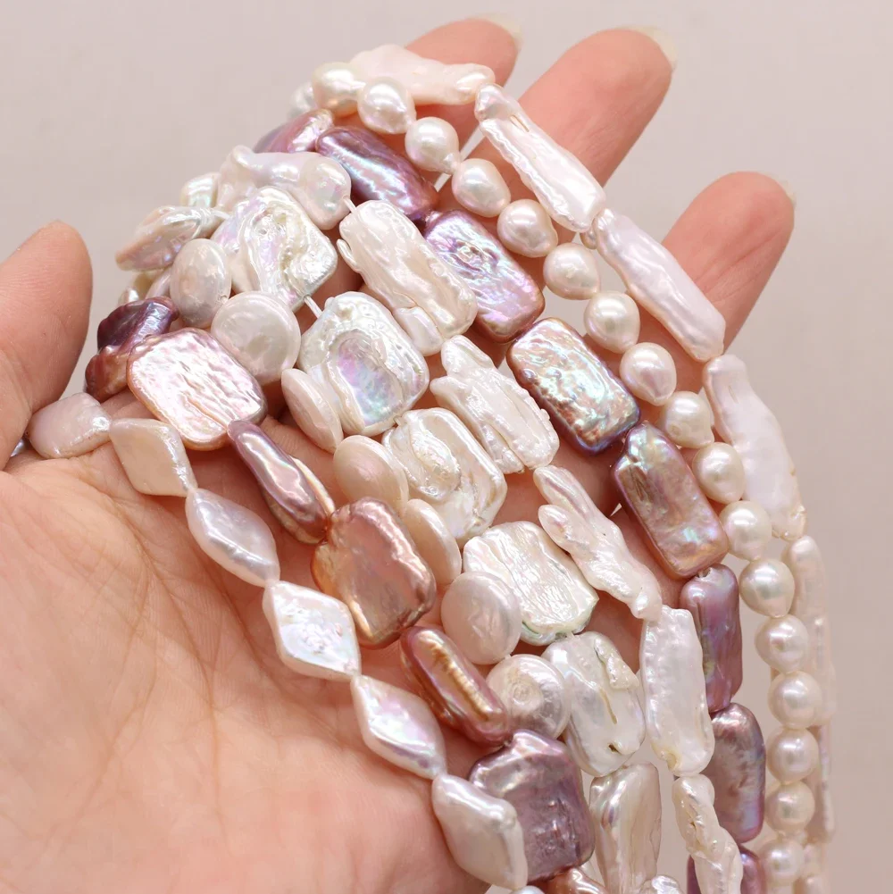 Natural Freshwater Pearls With Irregular White Beads Fine Shape for DIY Women Elegant Necklace Bracelet Jewelry Making