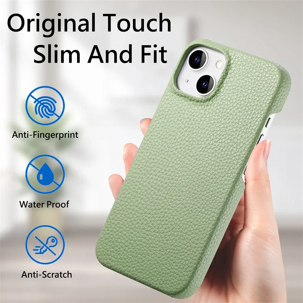 Luxury Litchi Grain Leather Shockproof Frameless Slim Phone Case