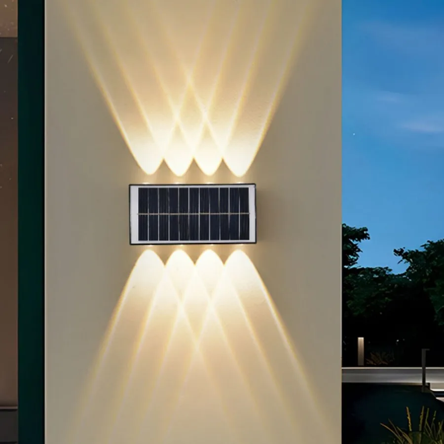 Solar Wall Lamp Outdoor LED Solar Wall Lamp IP65 Waterproof RGB Up and Down Luminous Lighting Balcony Garden Porch Courtyard Decor Solar Light solar lamp