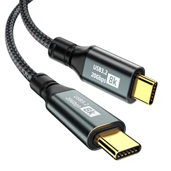 High - Speed Type C to Type C PD100W Fast Charging Cable - USB 3.2 20Gbps ThunderBolt 3 with 8K Support, 3m Data Cord - 0.5m (Grey)