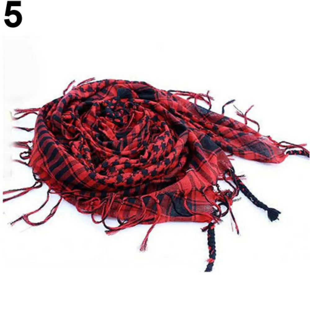 100cm Cotton Plaid Scarves Camping Hiking Scarf Windproof Army Military Cycling Scarf Muslim Hijab Desert Arabian Scarf 5