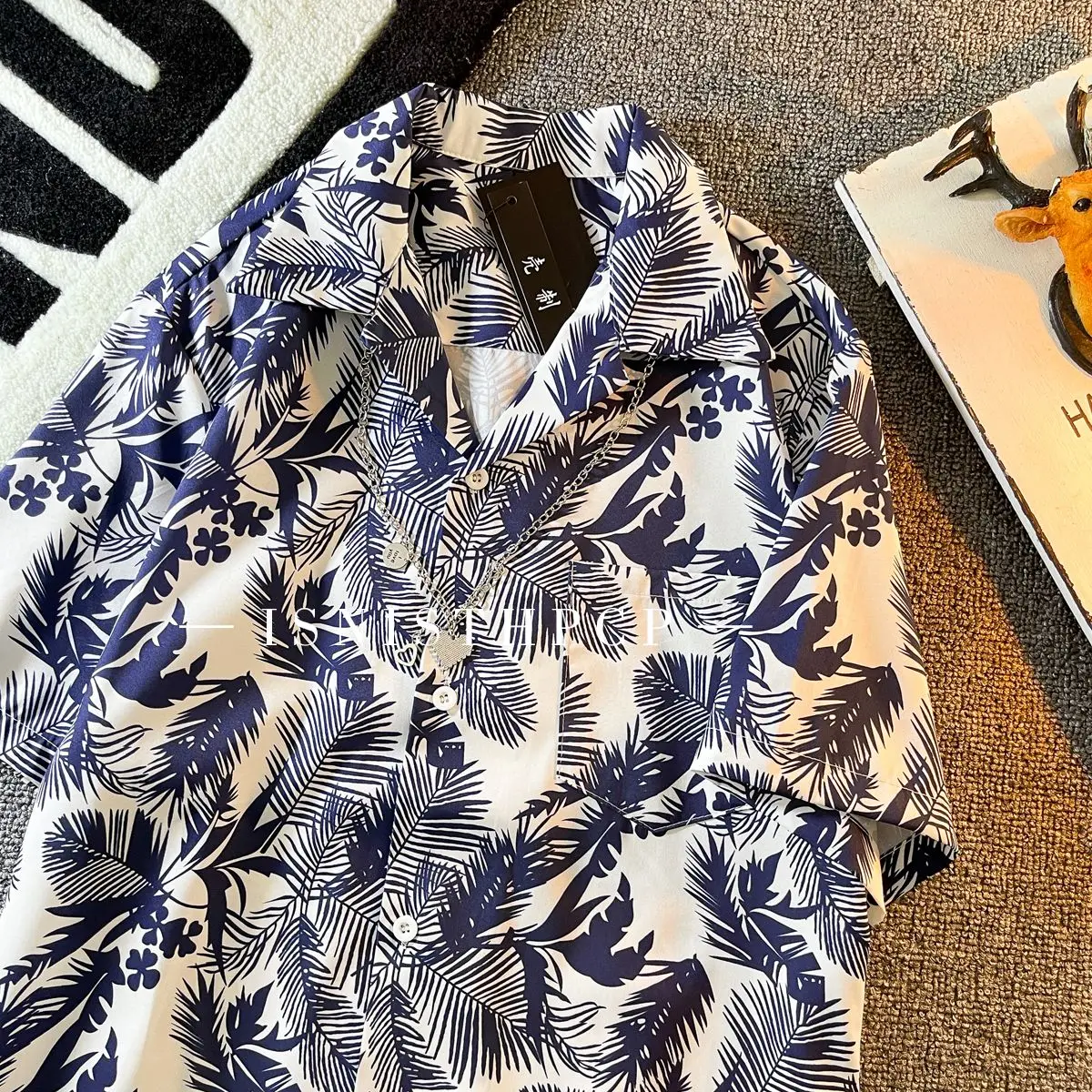 Summer Retro Polo Collar Short Sleeve Flower Shirt New Couple Hawaii Beach Men And Women Loose And Lightweight Sunscreen Shirts