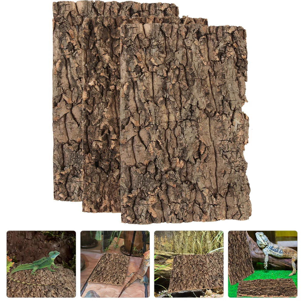 

3 Pcs Reptile Bark Platform Creative Tree Climbing Plaything House Plants Realistic Snake Tank Cork Reptiles Indoor