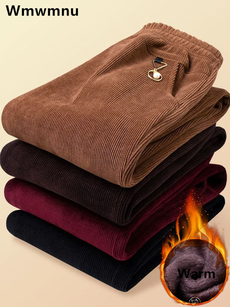

Winter Big Size Plush Velvet Lined Mom's Straight Pants Casual 5xl Corduroy Thicken Pantalones High Waist Warm Baggy Trousers