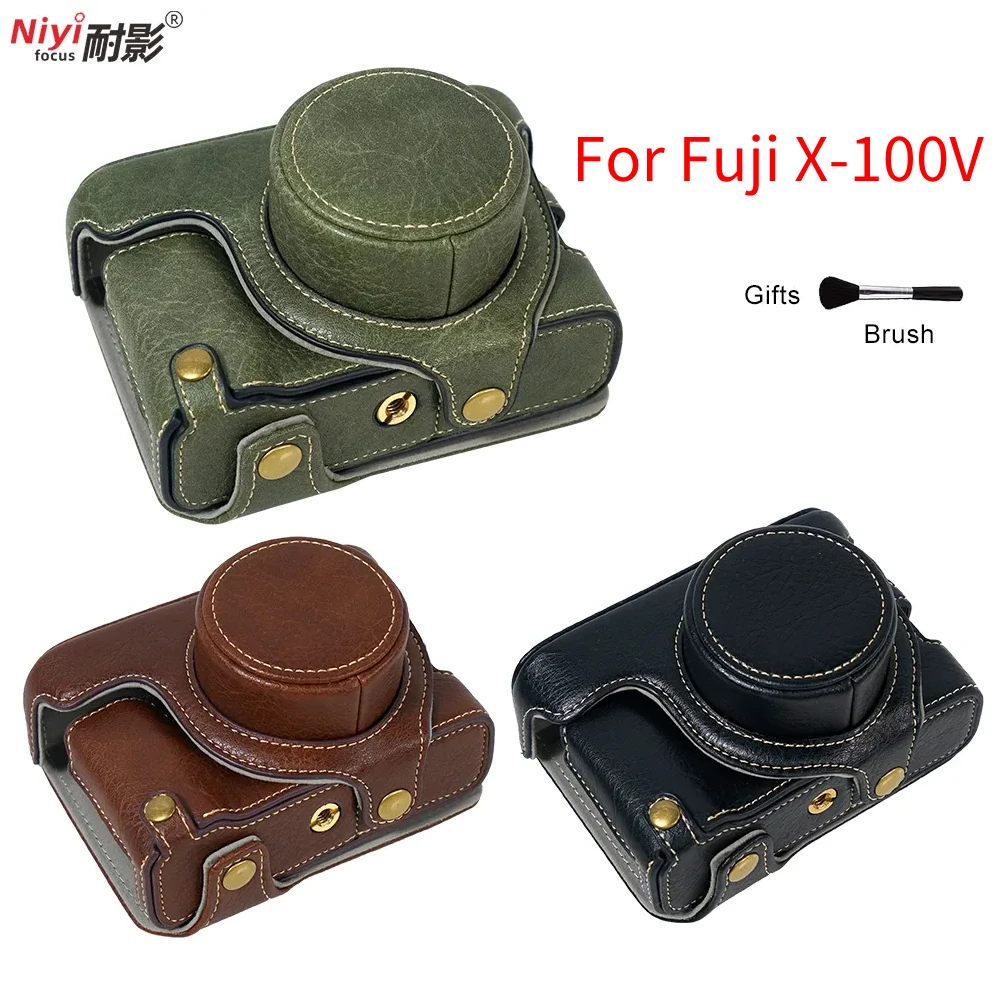 For Fuji X100V HighQuality Leather Camera Case Bag Grip With Shoulder