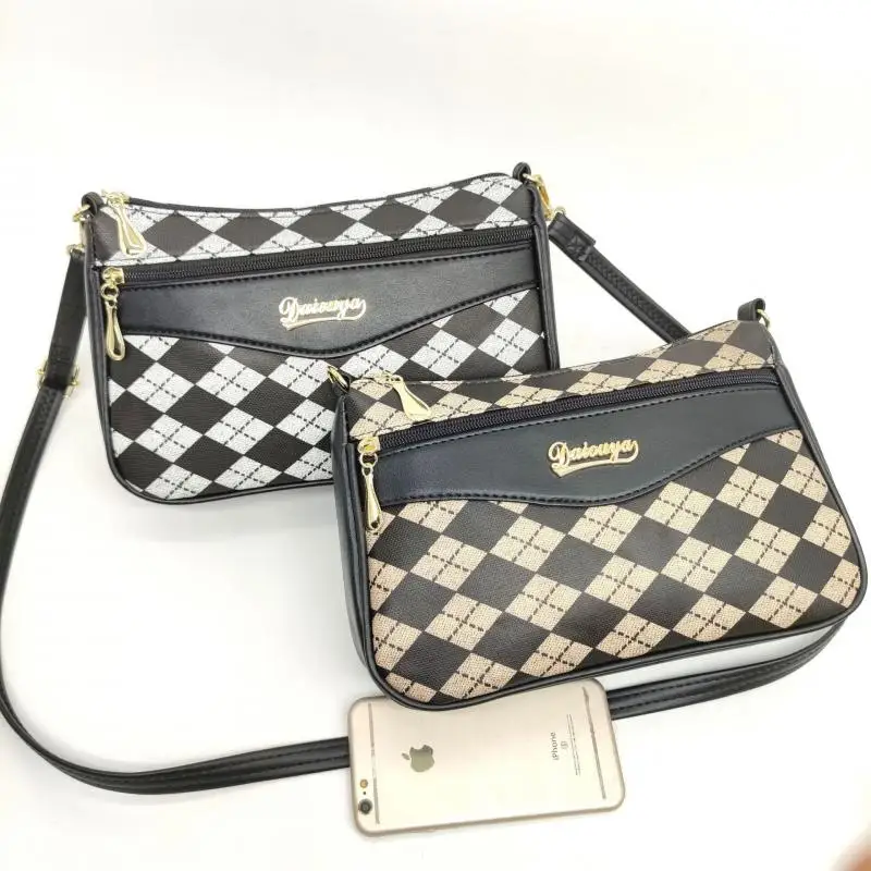 New Fashion Small Square Bag Shoulder Bags Thousand Bird Grid Color Contrast Commuter Crossbody Bag Female Leisure Versatile Bag