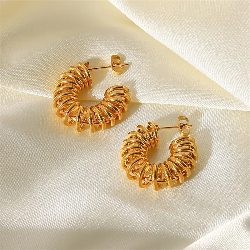 New Design Irregular Ushaped Gold Color Earrings for Woman Korean Crystal  Fashion Jewelry Unusual Accessories
