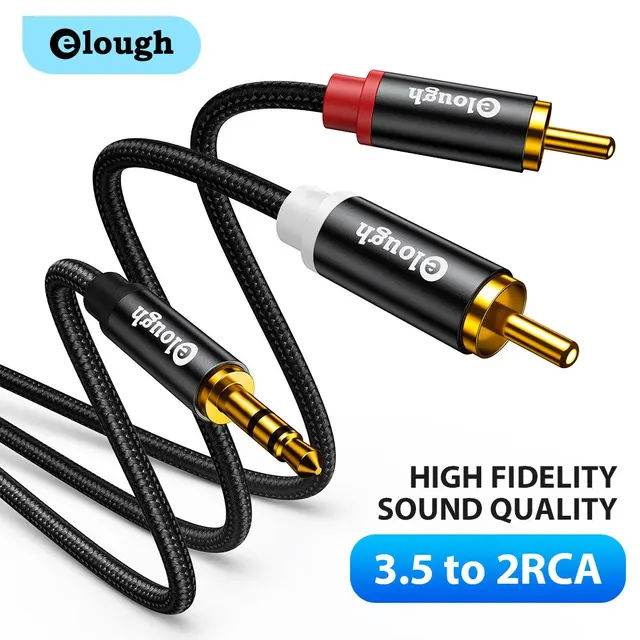 Cable 2x1 audio - 2 RCA a plug / Jack 3.5mm para sonido estéreo