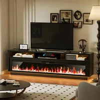 70" Fireplace TV Stand for TVs Up To 80" with 64" Electric Fireplace, TVs Console for The Living , Media Console Table TV Stand 1
