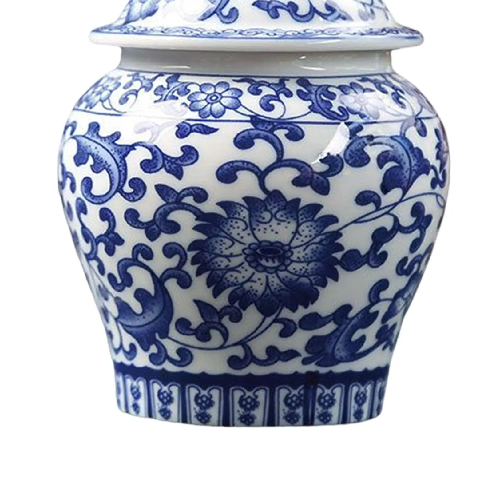 Blue & White Porcelain Temple Jar with Lid 5