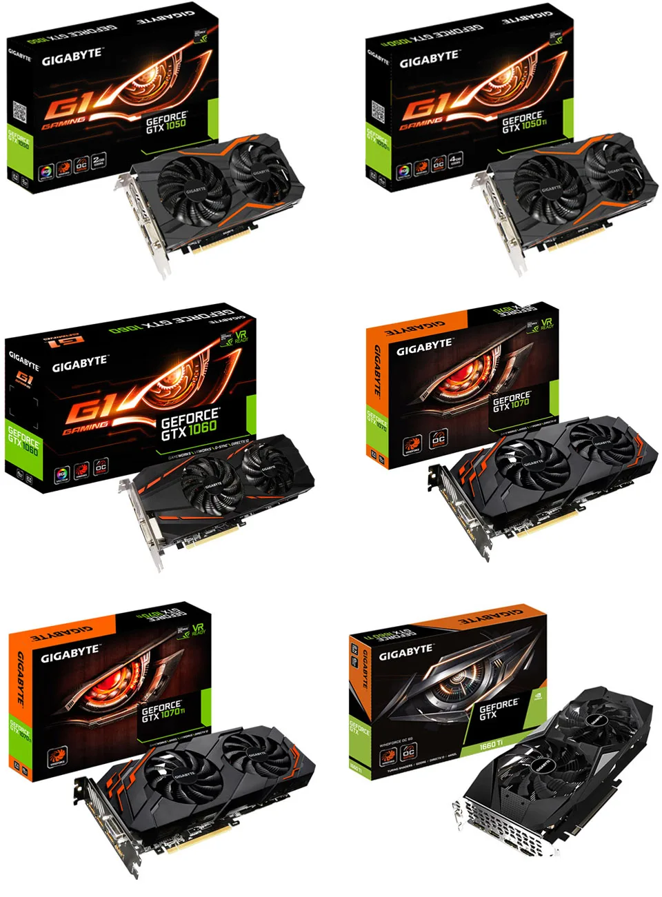 Gigabyte GTX 1050 1060 1070 960 RX