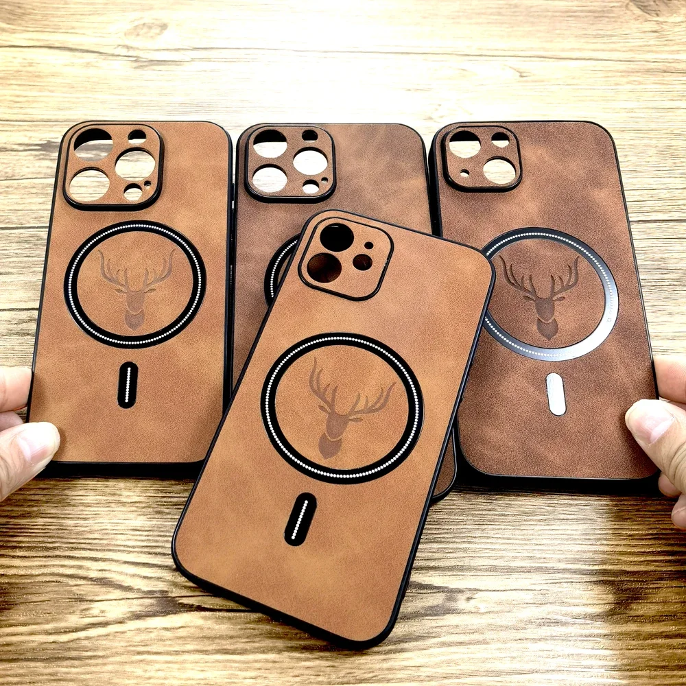 Luxury Leather MagSafe-Enabled Shockproof Case – Magnetic Charging & Premium Protection