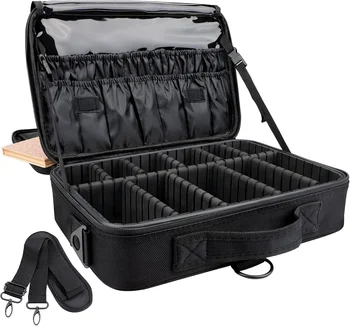 Valigetta per Trucco da Viaggio a 3 Livelli, Borsa Portatile per Organizzare il Trucco, Borsa per Artisti del Makeup con Divisori Regolabili