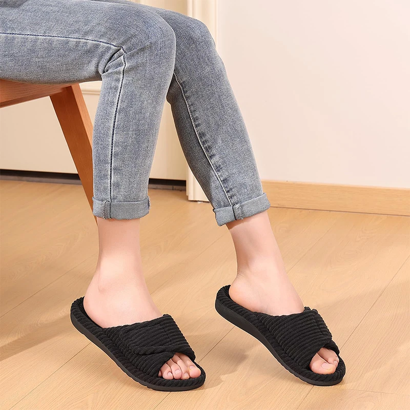 Corduroy Cotton Slippers with Arch Support for Women