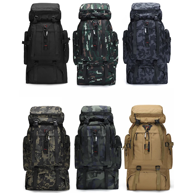Large Capacity Outdoor Backpack Oxford Cloth Waterproof Camouflage Backpack 80L Travel Outdoor Camping Military