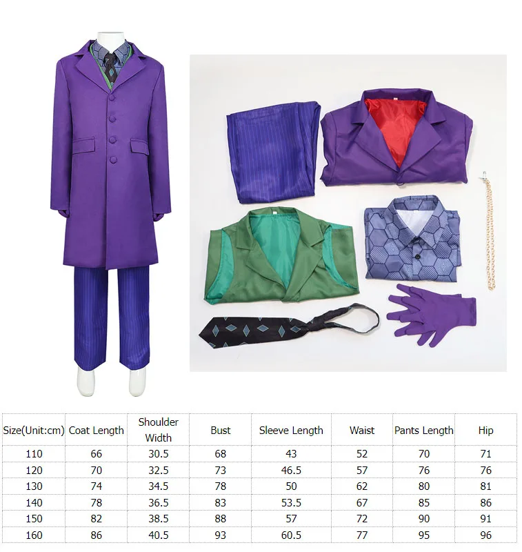 Kids Children Heath Cos Ledger Dark Knight Cosplay Costume Coat Pants Vest Outfit superhero cosplay costume kids cosplay costume Halloween Carnival Party Gifts Suit Boys Girls