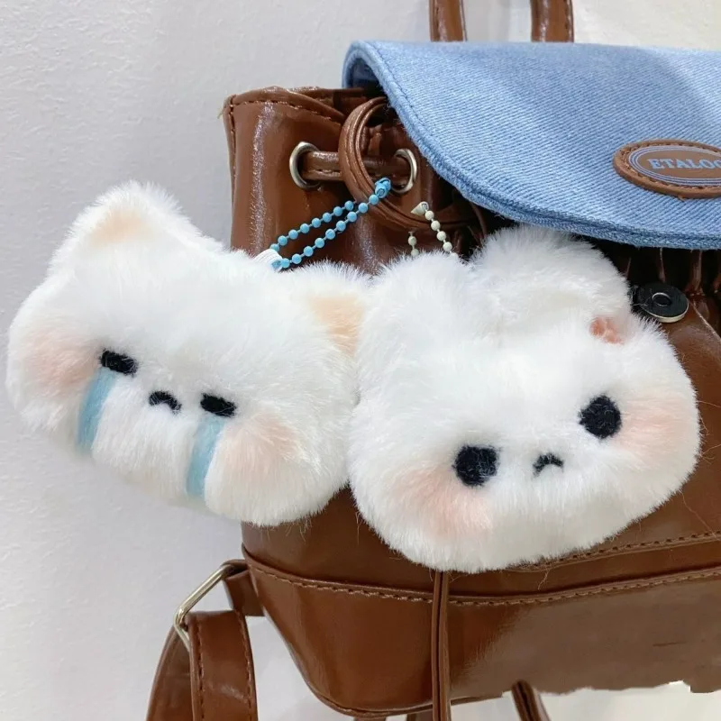 Cute Plush Sweet Bunny Rabbit Keychain Y2K Creative Stuffed Animal Toy Key Chains Student School Bag Pendant Car Keyring Gifts