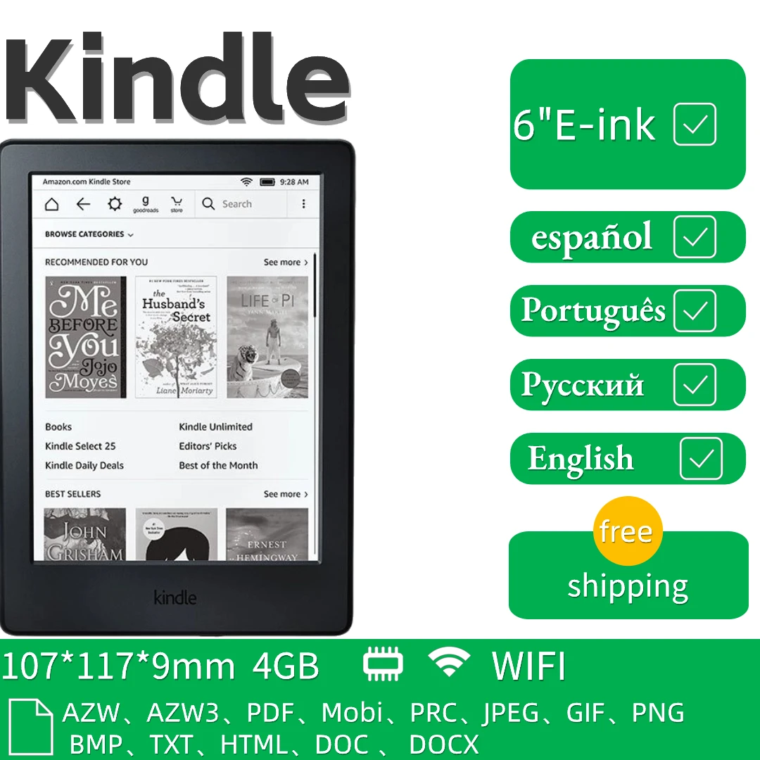 

6"4GBЭлектронная книга поддерживает русский дисплей kindle e-ink и портативное устройство для чтения электронных чернил с чернилами, без света, прогресс в обучении, поддержка Wi-Fi, вы можете войти в библиотеку