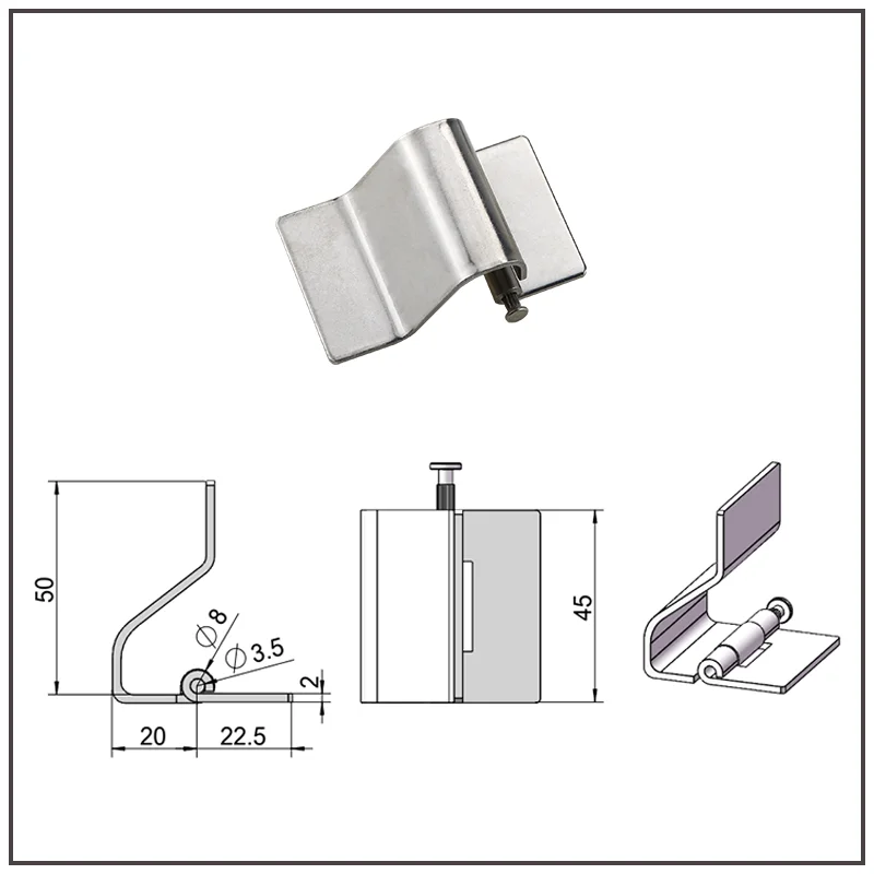 304 Stainless Steel Bending Convex Holeless Hinge Industrial Cabinet Door Hinge Large And Small Mechanical