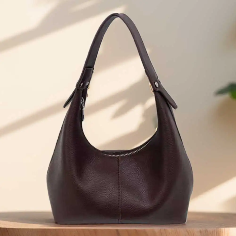 Women Vintage Underarm Bag PU Leather Simple Shoulder Purse Solid Color Casual Armpit Handbag Girls Outdoor Daily Bag
