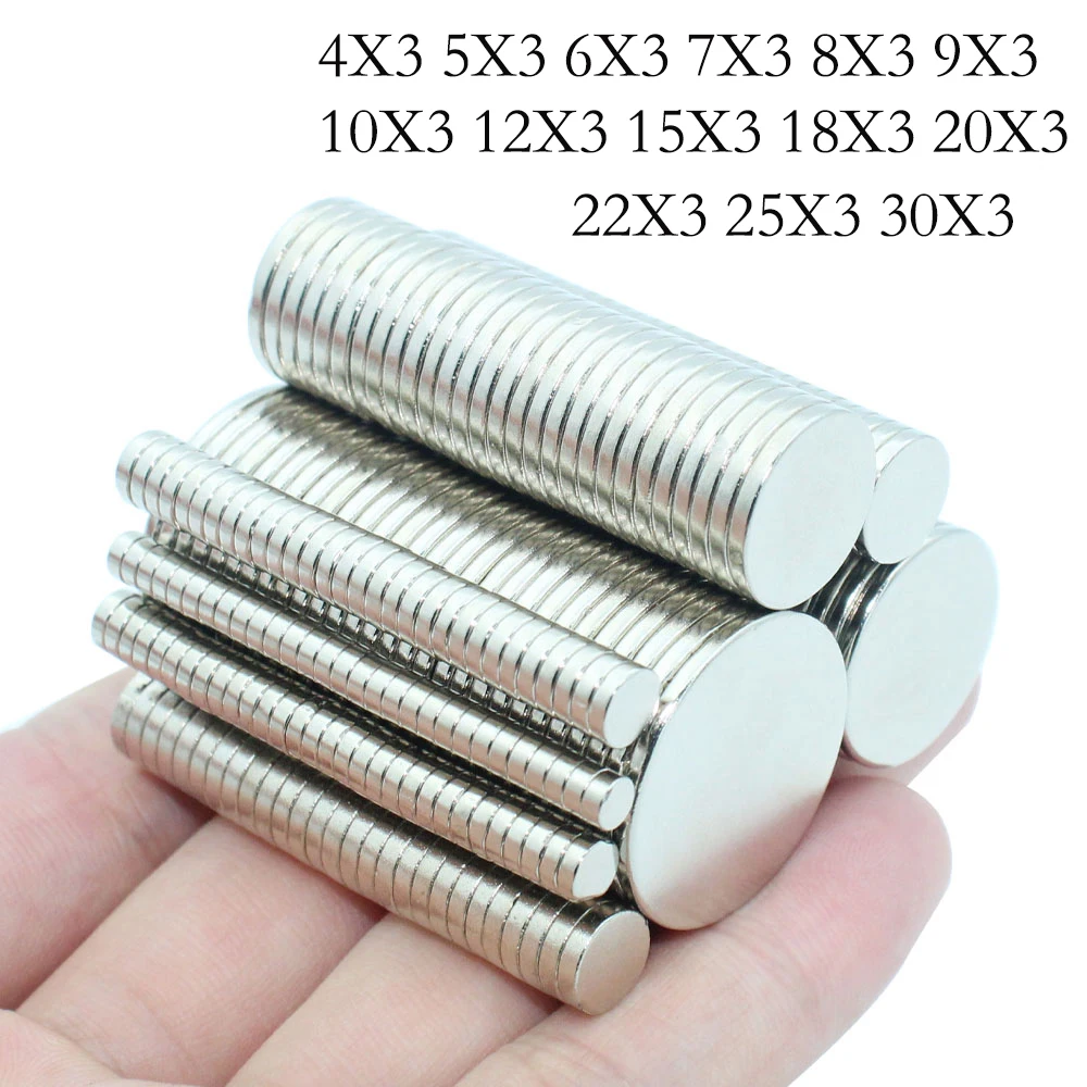 

Super Strong Magnet 5x3/6x3/7x3/8x3/9X3/10x3/12x3/15x3/18x3/20x3/25x3/30x3mm Round Magnetic NdFeB Neodymium Powerful Disc imanes