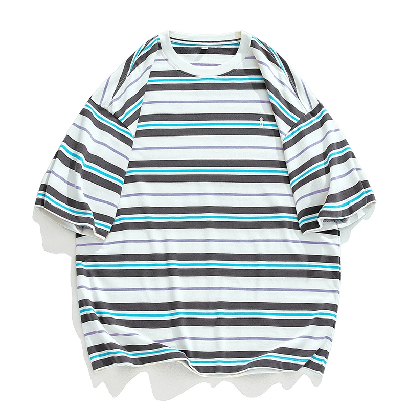 Hip Hop Streetwear Tshirt Striped Oversized T-shirt Cotton Hip Hop Streetwear Tshirt Striped Oversized T-shirt Cotton