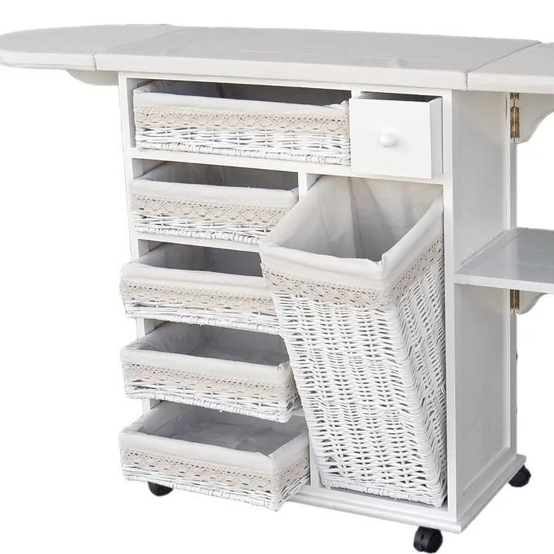 

Factory Wholesale Cheap Custom Size Solid Wooden Folding Ironing Board Storage Cabinet With Wicker Drawer
