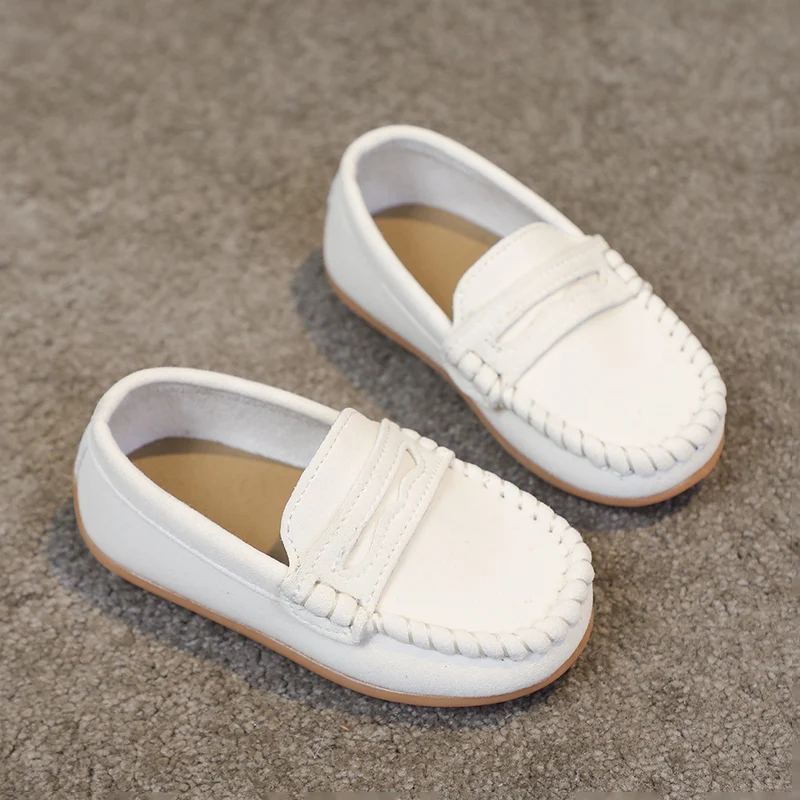 Boys Moccasins Shoes Fashion Solid Color Kids School Causal Shoes Breathable Non-slip Children Slip-on Flats Loafers Size 21-30