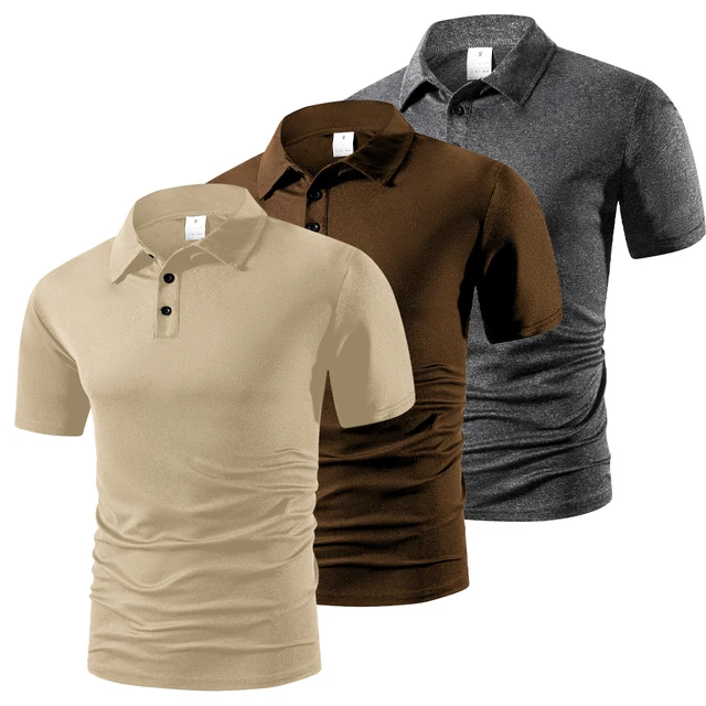 Polo d'été à manches courtes pour hommes, couleur unie, t-shirts à boutons, léger, revers, Streetwear, respirant, basique 1
