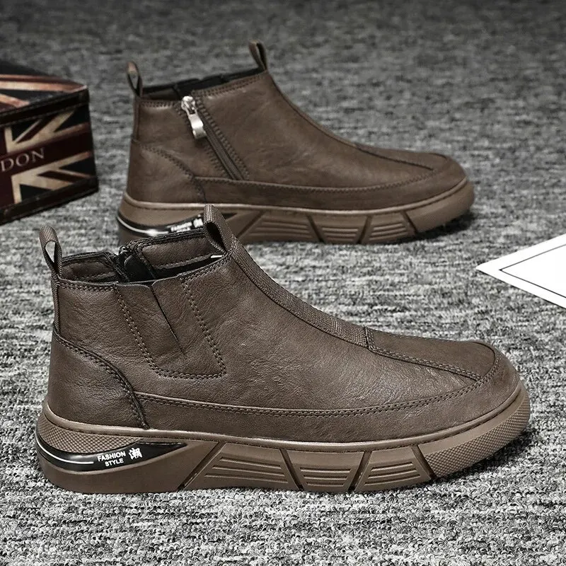 2024 Spring Men Fashion Trend Highend English Work Boots Casual Mid