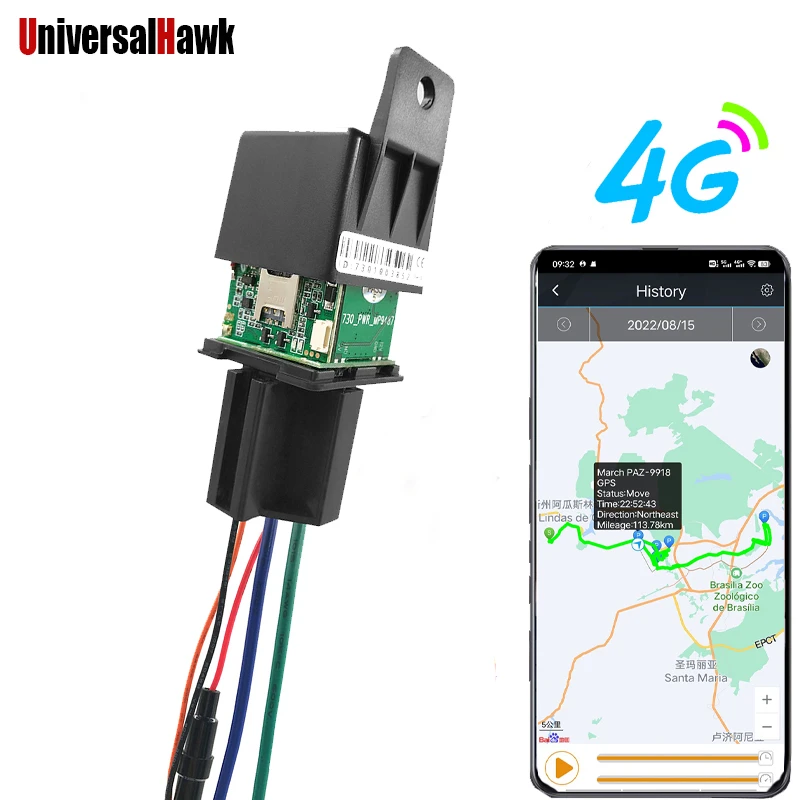 Relay Gps Tracker Motorcycle Car Hide Tracking Device Acc Status Towed