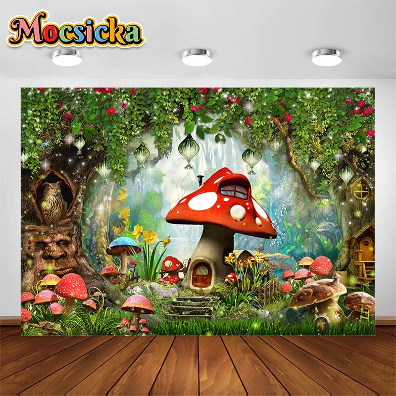 

Mushroom House in the Forest Backdrop Available for Children's Portrait Photography Fairytale Photography Backgrounds Photocall